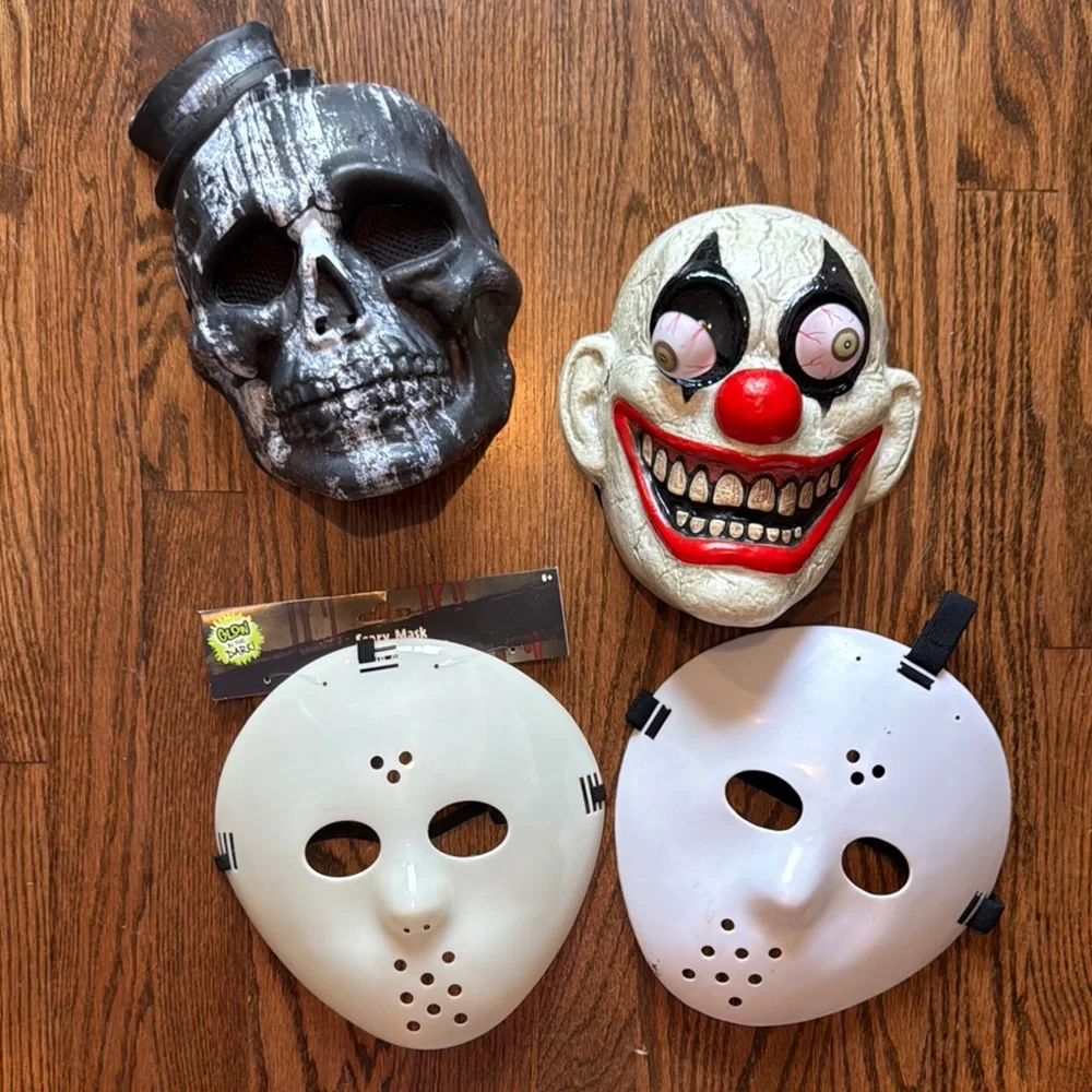 Halloween Mask Set - Skull, Clown, and Hockey Masks